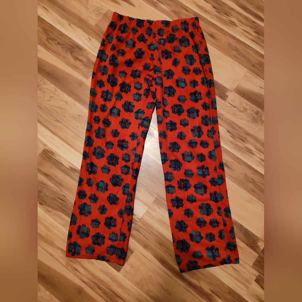 Red Paw Print Fleece Pajama Bottoms